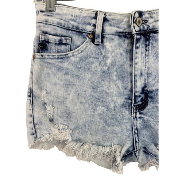Rancan Womens Size XL Blue Denim Acid Washed Distressed Cut Off Jean Shorts - Picture 2 of 8
